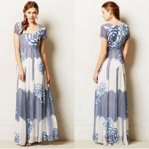 Anthropologie KHEM by Khushnoo & Prem Maxi Dress SZ 2 Blue and White